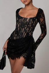 Sweetheart Long Sleeve Lace Mini Dress | Dress In Beauty